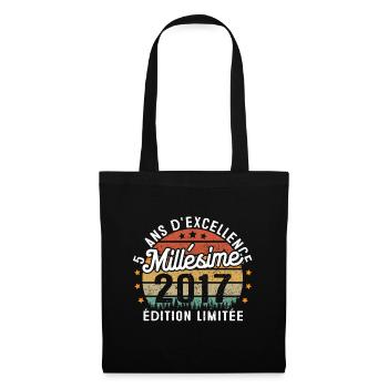 Cadeau d'anniversaire 5 Ans Millésime 2017 - Sac en tissu - noir - Devant