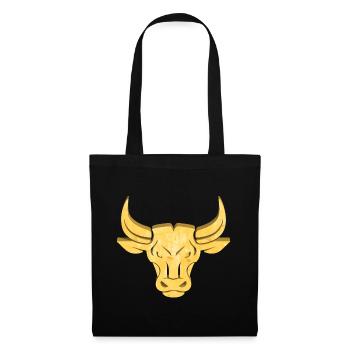 Taureau d’or | Signe du zodiaque Taureau - Sac en tissu - noir - Devant