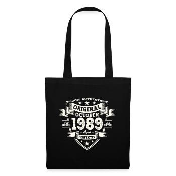 34th Birthday Husband Original October Vintage 1989 - Tote Bag - black - Front
