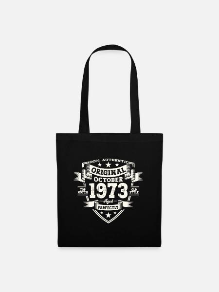 50. Geburtstag Mann Original Oktober Jahrgang 1973 - Stoffbeutel - Schwarz