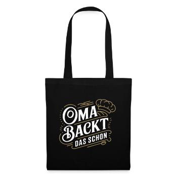 Oma backt das schon - unsere backende Oma - Stoffbeutel - Schwarz - Vorne