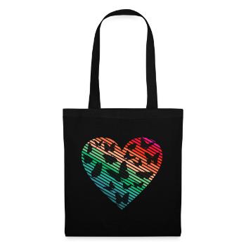 Butterfly Heart Papillons mignons - Sac en tissu - noir - Devant