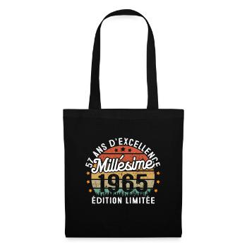 Cadeau d'anniversaire 57 Ans Millésime 1965 - Sac en tissu - noir - Devant
