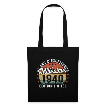 Cadeau d'anniversaire 82 Ans Millésime 1940 - Sac en tissu - noir - Devant