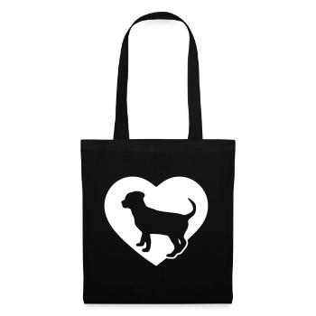 Coeur chiot chien - Sac en tissu - noir - Devant