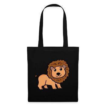 Lion doux pour enfants - Lion doux pour bébés - Sac en tissu - noir - Devant