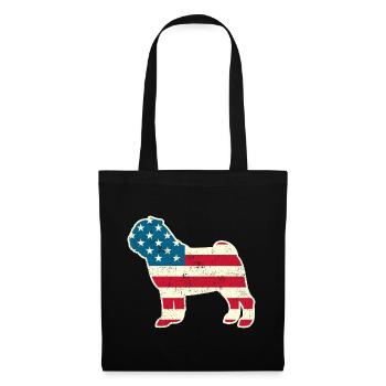 4 juillet Pug Dog Drapeau américain USA - Sac en tissu - noir - Devant