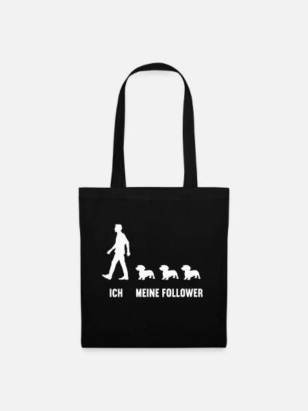 Ich meine Follower Rauhaardackel Dackel Dachshund - Stoffbeutel - Schwarz