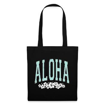 Aloha - Hibiscus - Surfin Summer - Stoffbeutel - Schwarz - Vorne