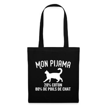Humorvoller Katzenhaar-Pyjama - Stoffbeutel - Schwarz - Vorne