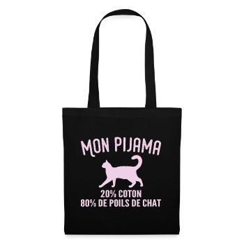 Pyjama De Poils De Chat Humour - Sac en tissu - noir - Devant