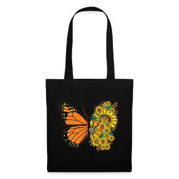 Tournesol Papillon Floral Femmes Filles - Sac en tissu - noir - Devant