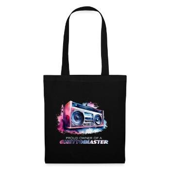 80er 90er Retro Ghettoblaster Vintage Audio Design - Stoffbeutel - Schwarz - Vorne