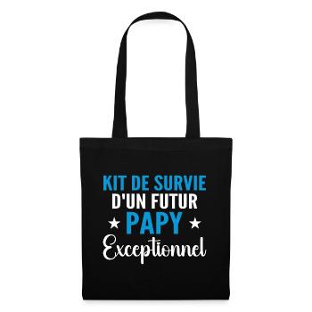 Personalisiertes Geschenk für den zukünftigen Opa Survival Kit - Stoffbeutel - Schwarz - Vorne