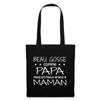 Beau gosse comme papa en mieux grâce à maman - Sac en tissu - noir - Devant