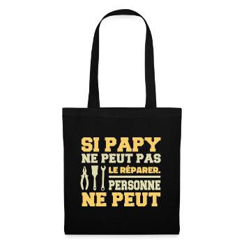 Grand-Père - Si Papy ne peut pas le Réparer - Sac en tissu - noir - Devant