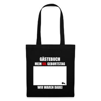 Unterschriften zum 60. Geburtstag - Gästebuch - Stoffbeutel - Schwarz - Vorne