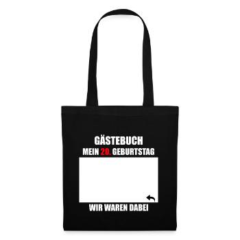 Unterschriften zum 20. Geburtstag - Gästebuch - Stoffbeutel - Schwarz - Vorne
