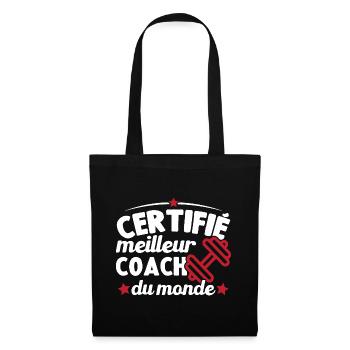 Certifié Meilleur Coach Du Monde Humour Cadeau - Sac en tissu - noir - Devant