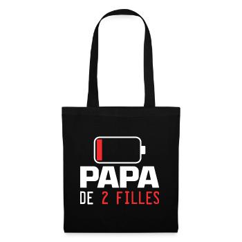 Homme Papa De 2 filles Cadeau Drôle fête des pères - Sac en tissu - noir - Devant