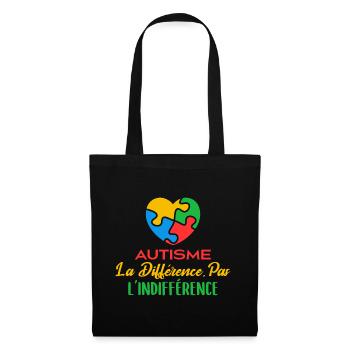 Avril Bleu Autisme Différence Pas Indifférence - Sac en tissu - noir - Devant