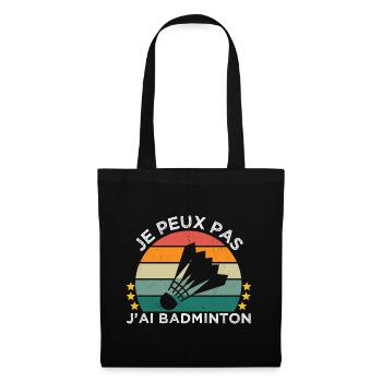 Je peux pas j' ai badminton cadeau badiste vintage - Sac en tissu - noir - Devant