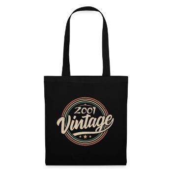 2001 Jahrgang 2001 Geburtstagsgeschenk - Retro Stil 2001 - Stoffbeutel - Schwarz - Vorne