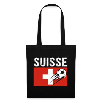 Schweiz Flagge Geschenk Schweizer Fussball Fussball - Stoffbeutel - Schwarz - Vorne