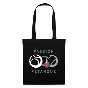 Passion Pétanque - cooles Design - Stoffbeutel - Schwarz - Vorne