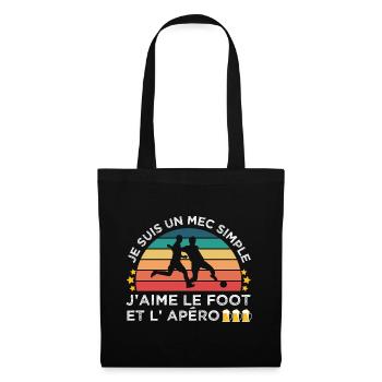 Foot et apéro humour footballeur cadeau vintage - Sac en tissu - noir - Devant