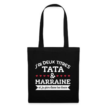tata et Marraine, Marraine - Famille - Tata - Sac en tissu - noir - Devant