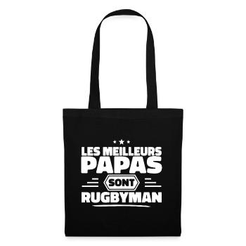 Rugby Meilleur Papa, Fête des Pères - Papas Cadeau - Sac en tissu - noir - Devant