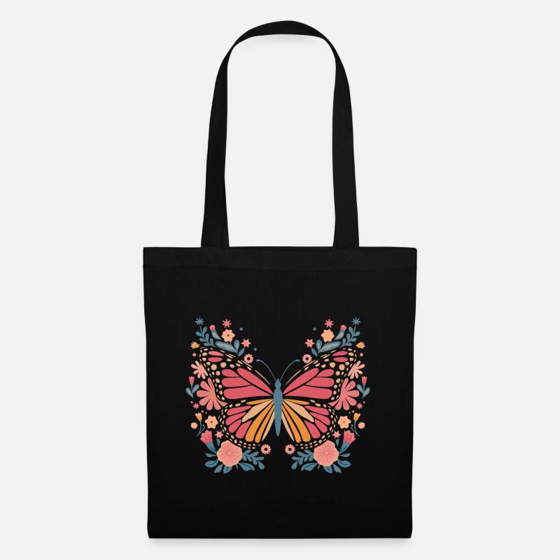 papillon monarque papillon papillons colorés - Sac en tissu - noir
