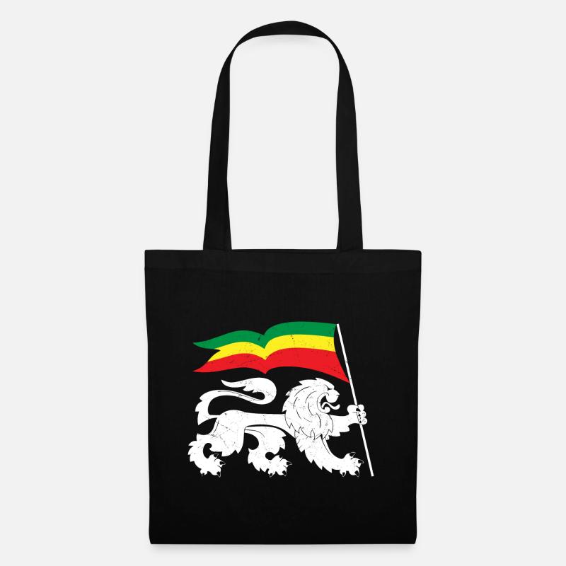 Flagge Silhouette Reggaeton Rasta Reggae Löwe - Stoffbeutel - Schwarz