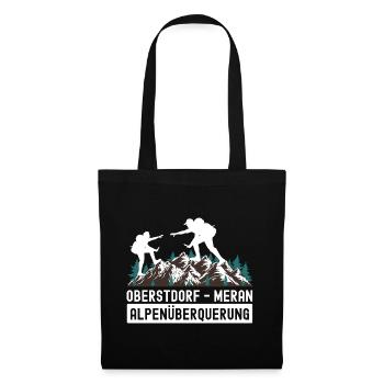 Crossing the Alps Oberstdorf Merano E5 long-distance hiking trail - Tote Bag - black - Front