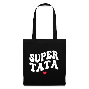 Super Tata, Tante Cadeau, Meilleure Tata - Sac en tissu - noir - Devant
