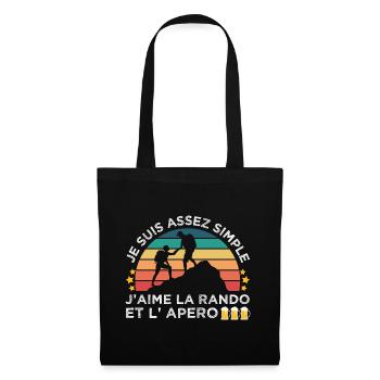 Rando et apéro humour randonneur cadeau vintage - Sac en tissu - noir - Devant