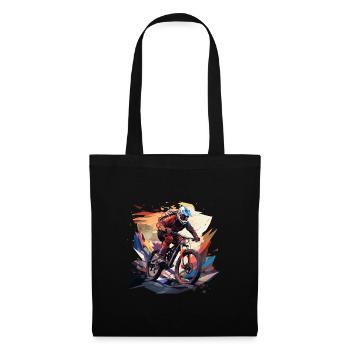 Cooles Mountainbiker T-Shirt Design, Polygon Style - Stoffbeutel - Schwarz - Vorne