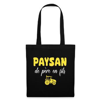Tracteur paysan de père en fils agriculteur - Sac en tissu - noir - Devant