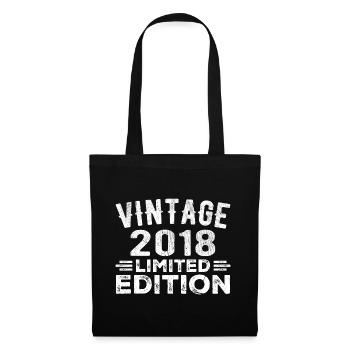 Année de construction 2018 Année de naissance Anniversaire Millésime 2018 - Sac en tissu - noir - Devant