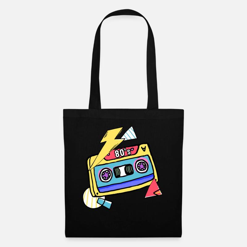 Kassette Musik 80s Geschenk Pop Style - Stoffbeutel - Schwarz