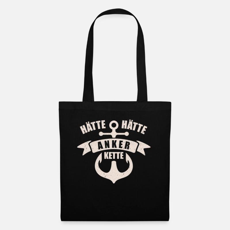 Hätte Hätte Anker Kette | Retro Vintage - Stoffbeutel - Schwarz