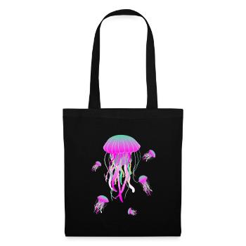 Qualle Medusa Meduse Nesselqualle Meer Quallen - Stoffbeutel - Schwarz - Vorne