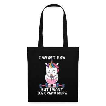 Einhorn Eis Hanteln Geschenk - Stoffbeutel - Schwarz - Vorne