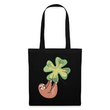 Funny Sloth Hanging From A Four Leaf Clover Shirt - Tote Bag - black - Front