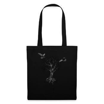 Yggdrasil Irminsul and Ravens Odin's Viking Design - Tote Bag - black - Front