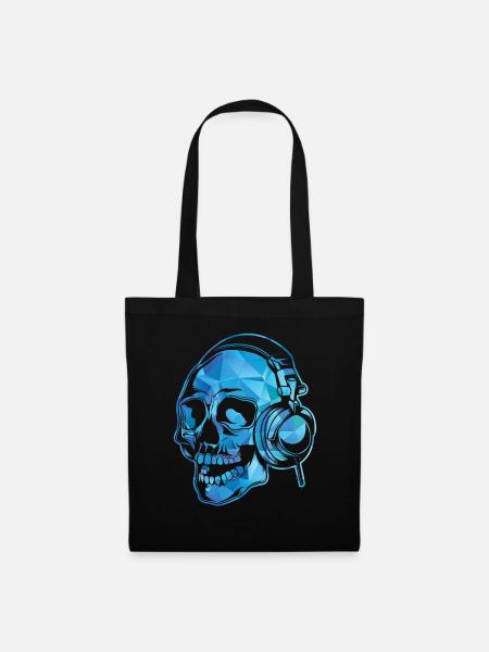Colorful Skull DJ Headphones Music Rave Gift - Tote Bag - black