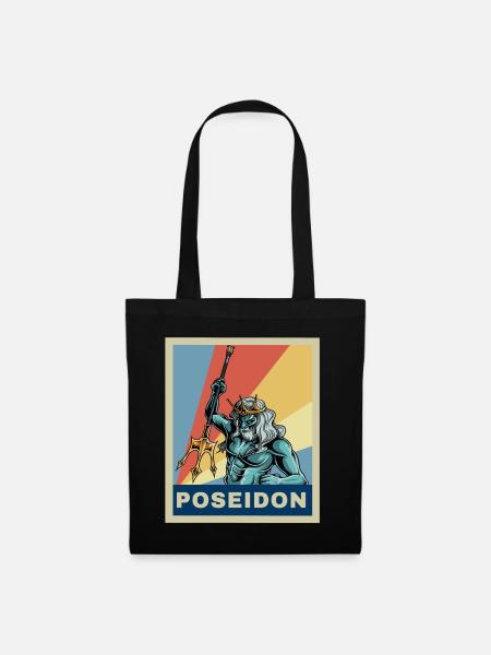 Vintage Retro Poseidon Griechische Mythologie Geschenk - Stoffbeutel - Schwarz