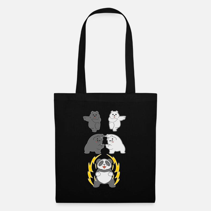 Panda Fusion Panda bear polar bear black bear gift - Tote Bag - black