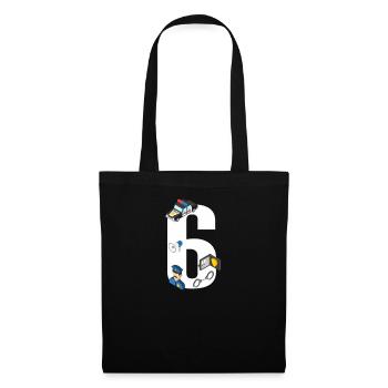 Child Birthday 6 years Police Policeman T-Shirt - Tote Bag - black - Front